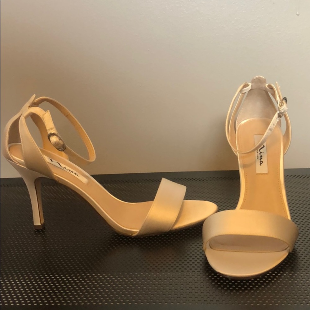 Nina | Off - White Satin Heels